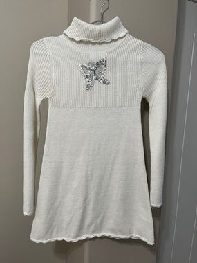Cherokee Cream Turtleneck Sweater with Rhinestone Butterfly